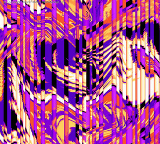 Abstract splash print with vertical stripes and waves on sheer chiffon fabric, no stretch MAGENTA/FUSHIA/ORANG