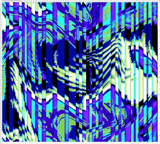 Abstract splash print with vertical stripes and waves on sheer chiffon fabric, no stretch