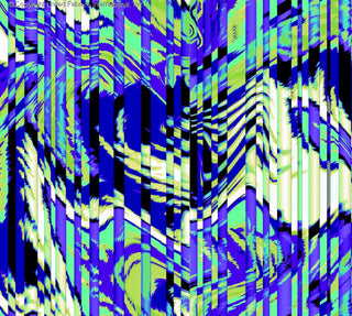 Abstract splash print with vertical stripes and waves on sheer chiffon fabric, no stretch PURPLE/TURQ/KIWI