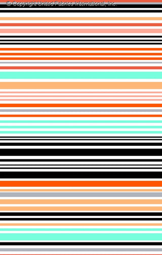 Vertical stripes of equal width, evenly spaced, creating a consistent pattern. BLACK/TURQ/ORANGE