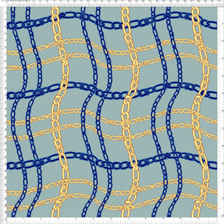 A woven chain-link pattern with interlocking loops, creating a grid-like design with a slightly wavy texture. BLACK/JADE/GOLD