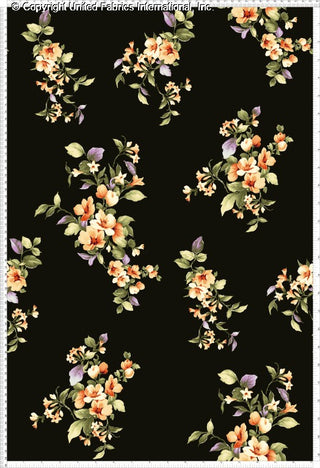 Challis Rayon Printed Daphy with cherry blossoms print pattern, woven fabric for sewing