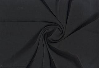 Air Flow Crinkle Seduction: Soft, textured woven polyester fabric by the yard for apparel, décor, and crafts. BLACK