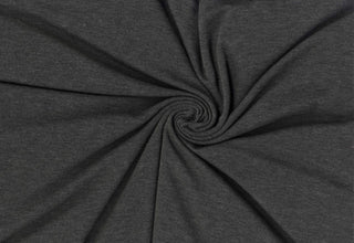 Soft rayon hacci slub stripe knit with lightweight stretch, ideal for shirts, blouses, and crafts. HEATHER CHARCOAL