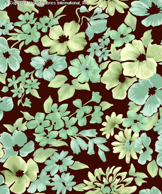 Fiona Yoryu Chiffon - Botanical Elegance in Blue and Green