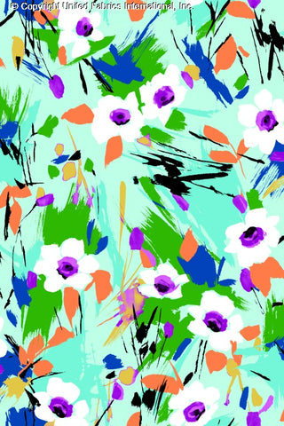 Eclectic Brushstroke Floral Printed High Multi Chiffon