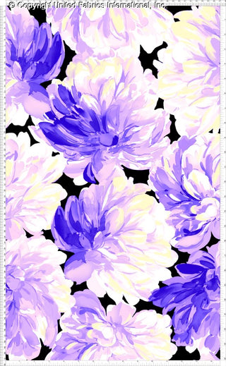 A floral pattern with large, overlapping flowers on a contrasting background, creating a bold, repeating design.