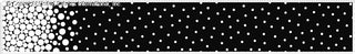 A pattern of densely packed circles on the left, gradually thinning out to scattered dots on the right.