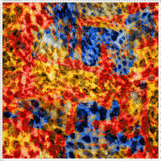 A vibrant, abstract fur-like pattern with swirling, textured patches and a mix of dense and sparse areas.