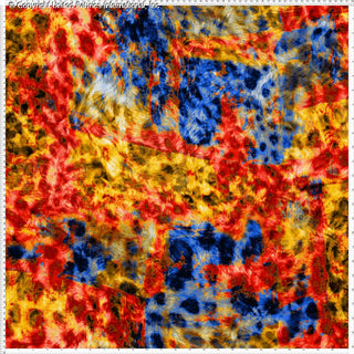 A vibrant, abstract fur-like pattern with swirling, textured patches and a mix of dense and sparse areas.