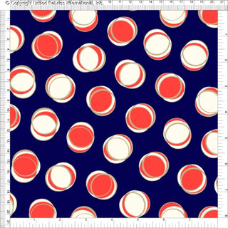 A repeating pattern of overlapping circles in three sizes with thin outlines, on a solid background.
