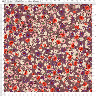 Challis Rayon Printed Bridgette with rose and small floral pattern, woven fabric for sewing