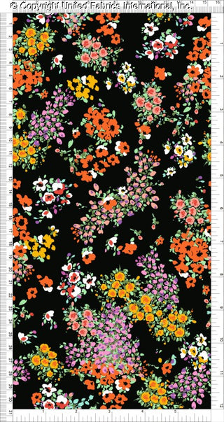 Challis Rayon Printed Fresca with small floral rose daisy pattern, woven fabric
