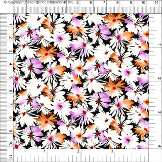 Woven Challis Rayon Printed Nazly with small daisy floral pattern, ideal for dress fabric