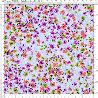 Patterned Challis Rayon with small floral daisy print, ideal for dress fabric