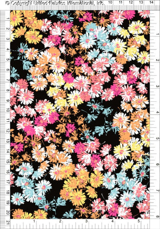 Challis Rayon Printed Vespa Daisy with daisy pattern, woven fabric for dressmaking