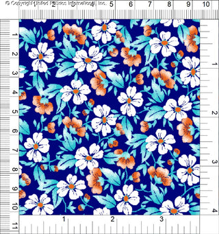 Woven Challis Rayon Printed Prosaic with small daisy floral pattern, ideal for sewing and apparel