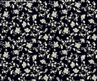 Challis Rayon Printed Dusky with peony and tulip pattern, woven fabric for dresses NAVY/CREAM