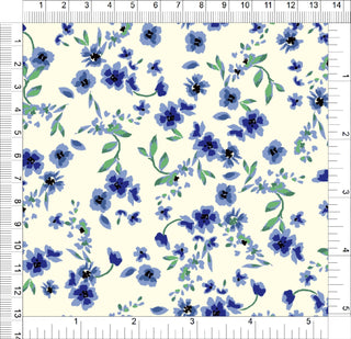 Woven fabric with small daisy floral print, ideal for dressmaking and apparel sewing