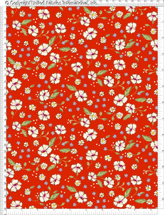 Patterned Challis Rayon Printed Vadin with dogwood and daisy floral design