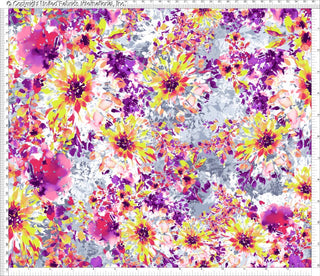 Challis Rayon Printed Astoria with daisy floral pattern, woven fabric for sewing