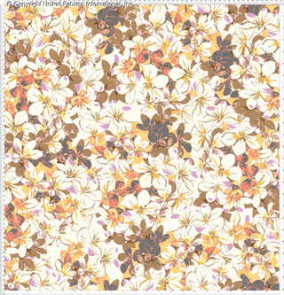 Challis Rayon Printed Frangipani with frangipani and hibiscus woven fabric pattern