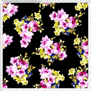 Challis Rayon Printed French Maid with rose pattern, woven fabric for sewing and crafts