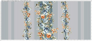Challis Rayon Printed Saniyya with variegated stripe pattern and peonies floral print