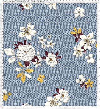 Challis Rayon Printed Lareina with peonies floral pattern, woven fabric for sewing