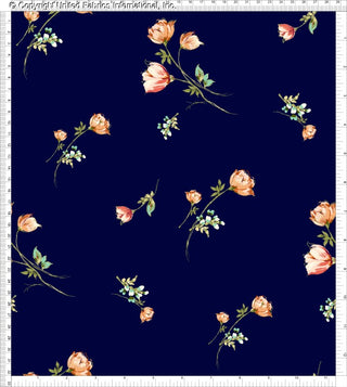 Tulips pattern on Challis Rayon Printed Varsa woven fabric for dress and craft use