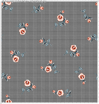 Techno crepe fabric featuring scattered rose flowers on polka dot background