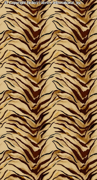Repeating zebra stripe pattern on stretch crepe knit fabric for prom dresses CAMEL/BROWN/BLACK