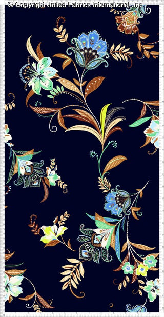 Floral pattern with peony and leaf print, stretch crepe fabric, ideal for prom dresses