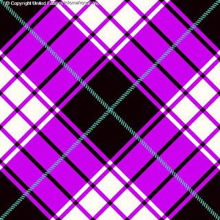 Tartan grid pattern with diagonal accents on Crepe Techno Printed Ervin knit fabric BROWN/FUCHSIA/TURQ