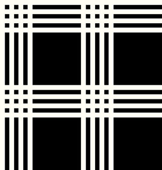 Plaid grid pattern on Crepe Techno Printed Brannon, stretch fabric for sewing and prom dresses BLACK/OFF WHITE