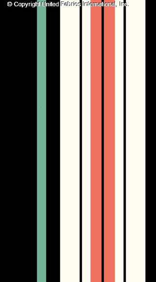 Vertical stripes pattern with varying widths, Stretch Crepe Fabric for prom dresses CORAL/TURQ/OFF WHITE