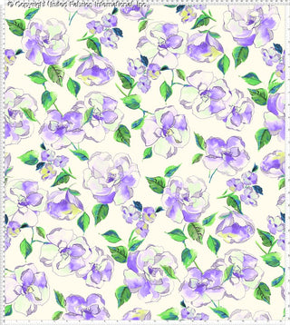 Peony floral print on Crepe Techno Printed Ausmas knit fabric, ideal for stretch prom dresses