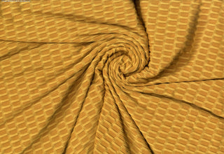 Textured honeycomb knit pattern with dimensional raised geometric shapes for dynamic designs MUSTARD