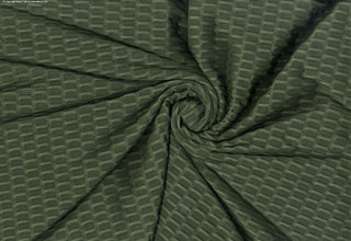 Textured honeycomb knit pattern with dimensional raised geometric shapes for dynamic designs OLIVE