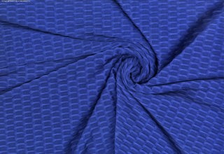 Textured honeycomb knit pattern with dimensional raised geometric shapes for dynamic designs ROYAL
