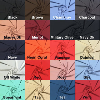 Solid Tribeca crepe fabric, 100% polyester, lightweight, durable, easy to sew—great for clothing and décor projects.