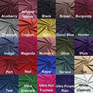 Velvet Stretch Knit Fabric, 92% polyester, 8% spandex, soft four-way stretch, sold by the yard for sewing & crafts.