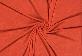 Soft stretch slub jersey knit in 100% polyester, ideal for DIY apparel, crafts, and sublimation. ORANGE