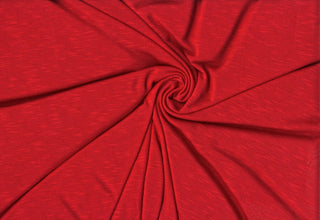 Soft stretch slub jersey knit in 100% polyester, ideal for DIY apparel, crafts, and sublimation. RED