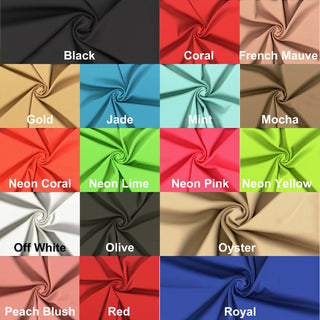 Smooth, firm double knit with four-way stretch for sleek, structured and body-hugging designs 280 GSM