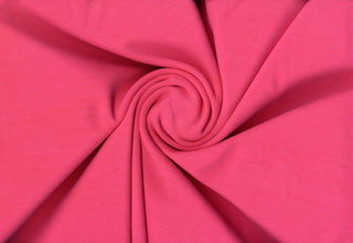 Rib Ponte Ottoman Osman Fabric with 4-way stretch and ribbed texture, ideal for apparel and DIY. HOT PINK