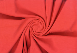 Rib Ponte Ottoman Osman Fabric with 4-way stretch and ribbed texture, ideal for apparel and DIY. RED