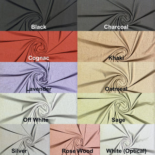 Lightweight Hamilton knit with 4-way stretch, soft drape, and gauze-like texture for apparel and crafts.
