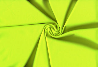 Crepe Techno Knit - Stretchy scuba crepe fabric ideal for dresses, pants, bridal, and décor. NEON YELLOW