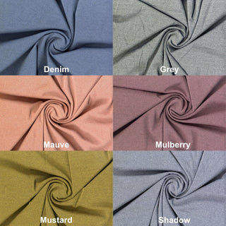Two-tone crepe knit fabric with subtle heathered texture and smooth, stretchy surface for bodycon projects
